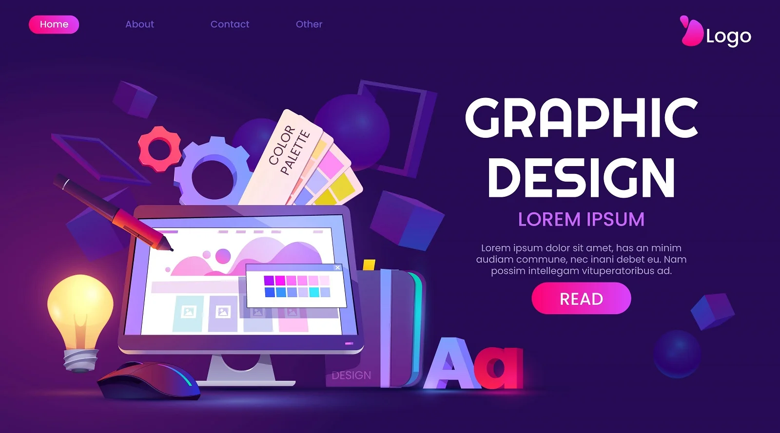 Creative graphic design workspace illustration