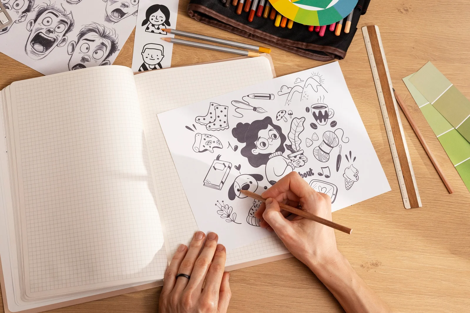 Designer sketching creative concepts